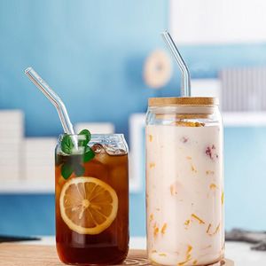 Phong Cách Thời Trang 16Oz Thủy Tinh Cà Phê/Cola Cốc Tre Nắp Thủy Tinh Rơm Phiêu Lưu Sipper Thiết Kế Máy Rửa Chén Lò Vi Sóng An Toàn Kinh Doanh - Product Image 1