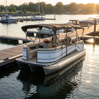 Bateau ponton de pêche en aluminium soudé de 6,4 m (21 pi) pour 10 passagers avec moteur diesel hors-bord et télécommande à batterie