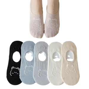 Women's Invisible Boat <b>Socks</b> Non-Slip Thin Summer Low Cut Cute Bear Pattern Solid Color Polyester Fiber Casual <b>Socks</b> - Product Image 5
