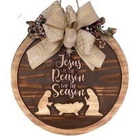 Insegna Natalizia in Legno Decorazione per Porta d'Ingresso Gesù è la Ragione della Stagione Ghirlanda Natalizia Decorazione per Porta Appendibile - Product Image 6