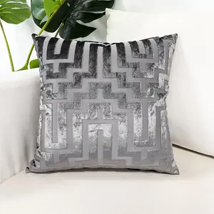 Grosir Sarung Bantal Jacquard Abu-abu Lembut Beludru Suede Sarung Bantal Bertekstur untuk Ruang Tamu