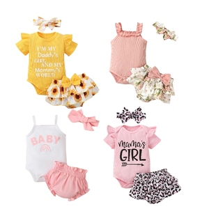 Nouveaux Vêtements pour Bébés Filles Nouveau-nés, Ensemble <span class=keywords><strong>3</strong></span> Pièces Romper Volanté Manches Longues et Courtes, Pantalon et Robe - Product Image 4