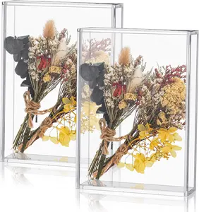 वैयक्तिकृत फोटो संग्रह के लिए DIY ऐक्रेलिक वेडिंग मेमोरी बॉक्स सूखे फूल चित्र फोटो फ्रेम छाया बॉक्स डिस्प्ले