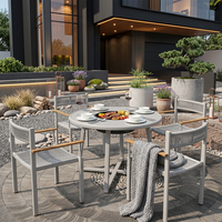 Meubles de jardin en aluminium pour villa, tables et chaises de patio avec barbecue pour 4 personnes, ensemble de table à manger pour balcon avec barbecue