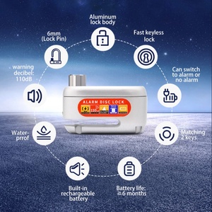 Smartgoor kunci cakram <span class=keywords><strong>Alarm</strong></span>, kunci rem cakram sepeda motor Anti Maling, baterai Lithium 500mAh, <span class=keywords><strong>Alarm</strong></span> 110db Anti air - Product Image 2