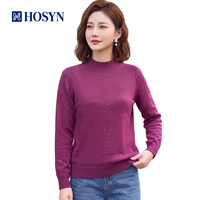 Pull en laine pure à 100 %, col montant, pull en tricot torsadé pour femme, décoration en strass, couleur unie, haut chaud, OEM/ODM