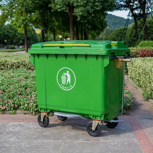 Wheeled Trash Can 1100L Rectangular Outdoor Mobile Waste <b>Bin</b> Blue Color - Product Image 2
