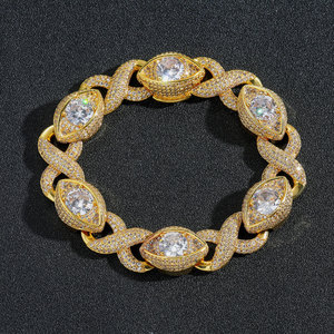 BES moda Hip Hop 15 MM infinito 8 carácter y forma de ojos collar de cadena cubana Iced Out Zircon collar conjunto de joyería fiesta - Product Image 4