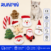 Ensemble de jouets à mâcher pour chat en peluche de Noël avec herbe à chat, Père Noël, Bonhomme de neige, Bonbons, Canne à sucre et Sapin pour chats d'intérieur