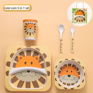 Vajilla Infantil Ecológica, Duradera <span class=keywords><strong>y</strong></span> Segura, <span class=keywords><strong>de</strong></span> <span class=keywords><strong>Melamina</strong></span> <span class=keywords><strong>y</strong></span> Fibra <span class=keywords><strong>de</strong></span> Bambú, con Diseño Cuadrado <span class=keywords><strong>de</strong></span> Dibujos Animados, Plato <span class=keywords><strong>y</strong></span> Tazón Divididos - Product Image 2