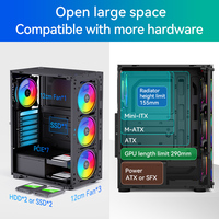 SNOWMAN New Design USB3.0 Transparent Tempered Glass Computer Case Black ATX PC Case Gaming Computer Cases Towers for Gamer