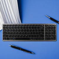 Kit Clavier et Souris Ergonomique Portable Ultra Fin 2,4 GHz Sans Fil avec Rétroéclairage LED, 78 Touches à Switch Noir, 1200 DPI, Rechargeable