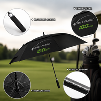 Parapluie de golf à double couche coupe-vent avec impression de trajectoire de balle de golf, grand parasol personnalisé avec motif graphique Sport Tech pour événement de golf ou cadeau