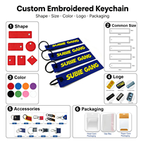 Geborduurde sleutelhangers met aangepast logo, bulkverpakking voor klassieke auto-accessoires & gepersonaliseerde geweven sleutelhangers van textiel