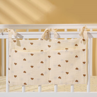 Sac de rangement suspendu pour lit bébé, sac de poussette en pur coton à imprimé léopard, double compartiment pour couches, biberons, jouets de dentition, décoratif