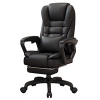 Chaise de bureau ergonomique à dossier haut pivotante en cuir, réglable en hauteur, moderne, pour salon, bureau à domicile, base en acier, pivotante