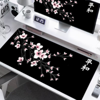Alfombrilla de Ratón Grande para Juegos con Diseño de Sakura y Monte Fuji, Alfombrilla de Escritorio Extendida con Estética Oscura de Flores de Cerezo, Alfombrilla Suave para Teclado y Laptop para Juegos