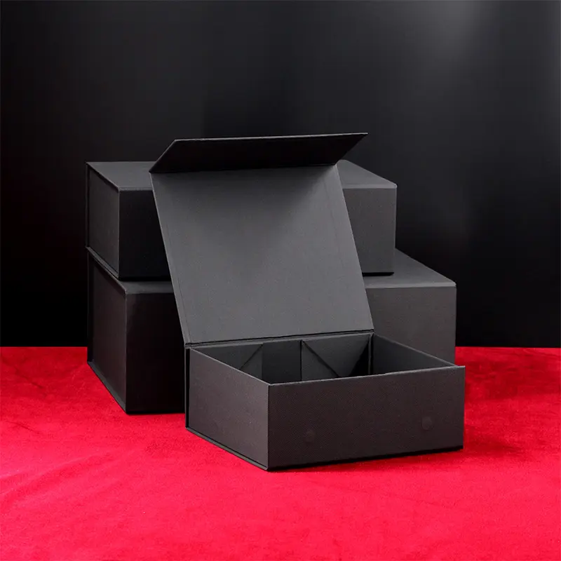 고급 의류 포장 접이식 웨딩 원피스 리본 선물 매트 블랙 자석 의류 의류 골판지 상자