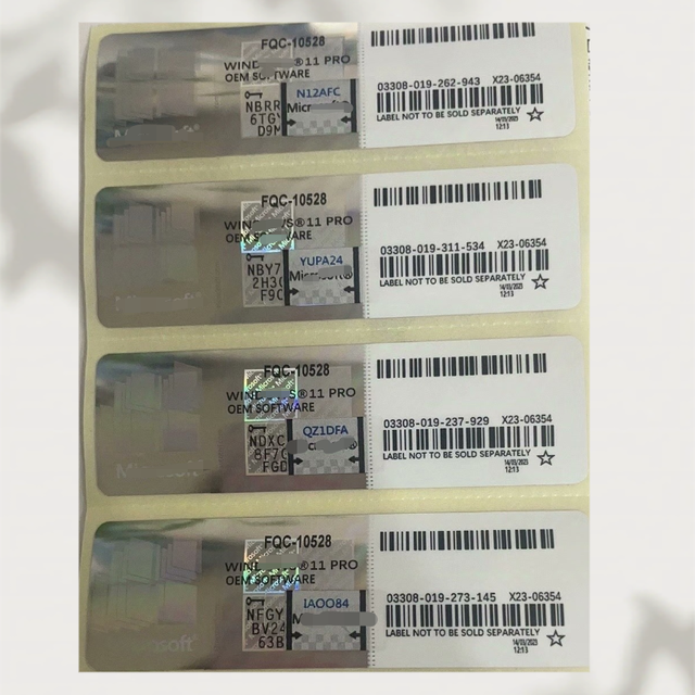 Global Activation Lifetime Win 11 Pro OEM Key Sticker in Silver Sticker W11 Pro Sticker Pro Home Licence Licencia Serial
