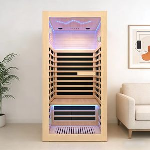 Sauna de Grafeno Infrarroja con Panel de Calefacción de Grafeno de Baja Magnetización, Sauna Seca Interior <span class=keywords><strong>para</strong></span> 1-2 Personas, Madera de Hemlock Canadiense - Product Image 2