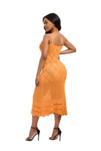Glamorous Knit Cutout Sexy Beach Dinner White Palmas Crochet Maxi Dress Ropa de mujer Full Summer OEM Service Wool Thin - Product Image 3