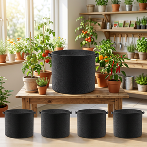 Sacs <span class=keywords><strong>de</strong></span> culture <span class=keywords><strong>de</strong></span> 5 gallons, lot <span class=keywords><strong>de</strong></span> 4, sacs à plantes en tissu non tissé résistants, pots <span class=keywords><strong>de</strong></span> culture respirants avec poignées - Product Image 6