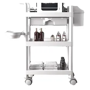 Beauty Salon Rotatable Trolley Mobile Cart Beauty Salon Barber Shop Bathroom Shelf Multipurpose Barber Shop Hand Tool Cart 1 Pcs