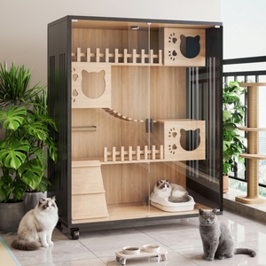 Villa Panorámica para Gatos con Luces LED, Casa de Madera de Lujo para Gatos, Villa Moderna para Gatos, Jaula Grande Personalizable para Mascotas, Nido Premium para Mascotas - Product Image 5