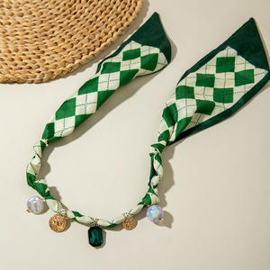 Европейско-американский женский спортивный длинный шарф-колье с бамбуковым узором, инкрустированный бриллиантами и жемчугом пресноводного происхождения, в стиле легкой роскоши и элитного шелка - Product Image 4