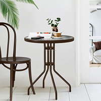 Table de bistrot en verre ondulé, 24 pouces, noir, rond et d'extérieur, avec cadre métallique épais