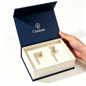 Boîte à parfum rigide à fermeture magnétique personnalisée avec insert en pulpe pressée à froid et logo en feuille d'or, emballage en papier de luxe, fabricant OEM - Product Image 1