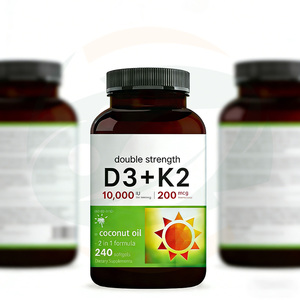 China-Herb OEM Private Label Gezondheidssupplement Veganistische Vitamine D3 en K2 Softgels <span class=keywords><strong>Capsules</strong></span> Kokosolie - Product Image 2