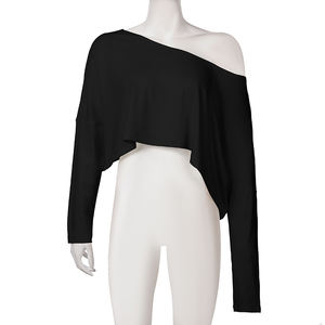 Camiseta de manga larga informal simple de color sólido para el verano de 2025, Top suelto y adelgazante para el hogar - Product Image 1