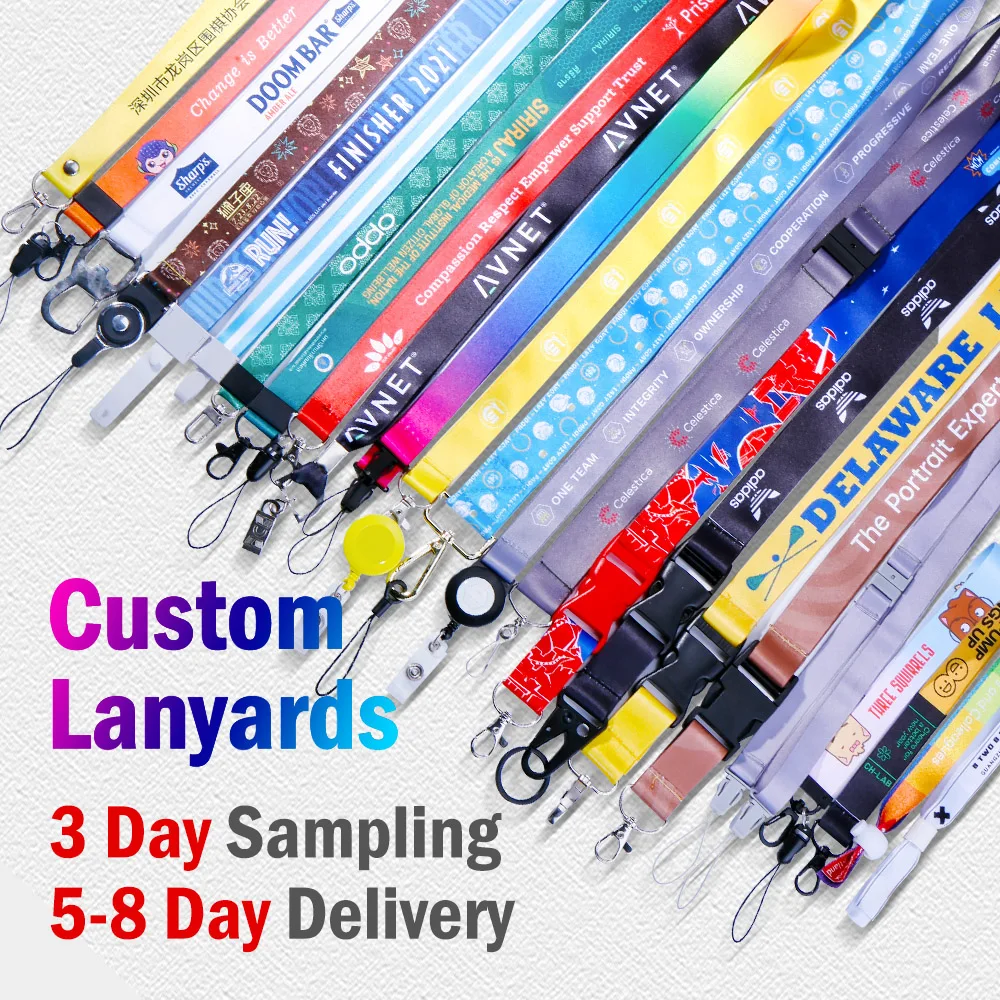 2023 custom Heat-transfer polyester printed lanyard with ID card badge holder