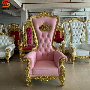 Silla de Trono de Cuero PU Rosa, Estilo Europeo, de Respaldo Alto, con una Sola Plaza, para Bodas, con Patas de Metal Resistentes, Nueva Llegada - Product Image 1