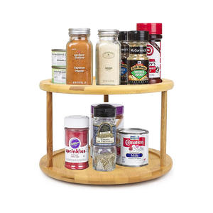 Organisateur de <span class=keywords><strong>cuisine</strong></span> multifonction à 2 niveaux en bambou, plateau tournant à 360°, support de rangement pour épices - Product Image 3