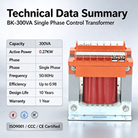Transformateur de contrôle monophasé haute performance 300VA, 380V vers 220V, enroulement en cuivre et résine pour éclairage d'instruments