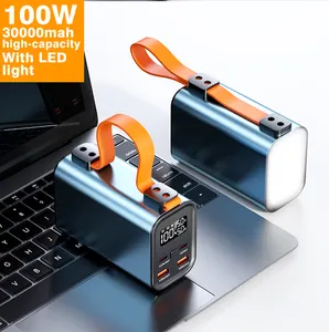 UPS 100Wh Power Bank portabel AC DC 30000mAh, Power bank USB untuk perjalanan Laptop mobil lompat aluminium Aloi lampu luar ruangan portabel