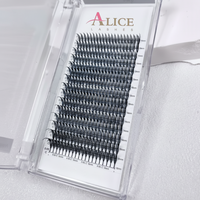 Alice 0.05 Cachemire Camélia Faux-cils à plumes Éventails préfabriqués Extensions de cils souples Base pointue Nouveaux éventails préfabriqués