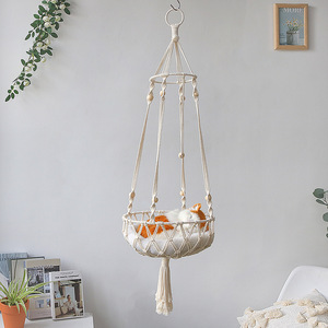 Hamac pour <span class=keywords><strong>chat</strong></span> en macramé, tissé à la main, <span class=keywords><strong>lit</strong></span> suspendu pour <span class=keywords><strong>chat</strong></span> avec kit de suspension pour décoration intérieure et extérieure, hamac de fenêtre pour <span class=keywords><strong>chat</strong></span>, animal de compagnie - Product Image 2