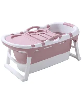 Bañera de vapor y ducha plegable para adultos y niños, bañera de plástico Simple de cartón Rosa cúbico, rectángulo estándar gris diario