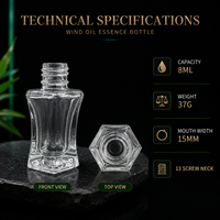 Flacon d'huile essentielle hexagonal vide avec logo personnalisé, 10 ml, 15 ml, avec bille roulante pour l'aromathérapie et le liquide anti-moustiques