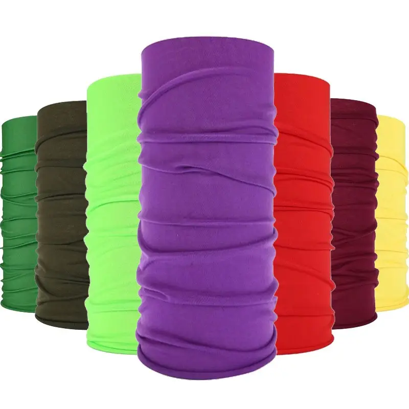 Venta al por mayor de fibra de poliéster personalizado tubo de Color sólido sin costuras Bandana cara cubierta refrigeración cuello polaina para deportes