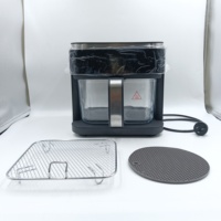 Friteuse à air électrique sans huile 2-en-1 carrée moderne avec contrôle numérique et plaque de cuisson grill