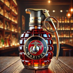Carafe à whisky bouledogue français drôle de vente en gros autocollants disponibles bouteilles en verre en forme de <span class=keywords><strong>grenade</strong></span> canard chien avec liège - Product Image 4