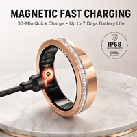 Bague connectée en acier inoxydable pour homme - Suivi d'activité IP68, moniteur de santé, fréquence cardiaque, suivi du sommeil, contrôle gestuel, chargement magnétique