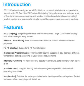 24 वी 0 10 वी 10 एसी फैन होटल प्रशंसक कॉइल एफकू तापमान नियंत्रक HVA Rs485 मॉडबस स्मार्ट हीटिंग टर्मियोस्टेटो थर्मोस्टैटो थर्मोस्टैट - Product Image 4