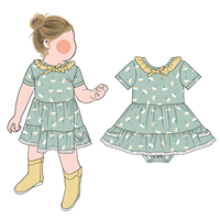 Combinaison à volants pour filles, style promotionnel personnalisé, adorable, avec col à volants, jupe évasée, fermeture à boutons-pression, style bulle