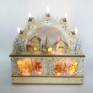 דיקט לייזר לחתוך אור עד חג המולד סצנה עם כפר חג המולד סצנת LED אור - Product Image 1