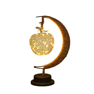Lumières décoratives LED, lumières étoiles et lunes, lumières de Noël en forme de pomme, cadeau d'anniversaire, verre artisanal, IP44, fonctionnant sur piles, petite lampe de nuit - Product Image 4